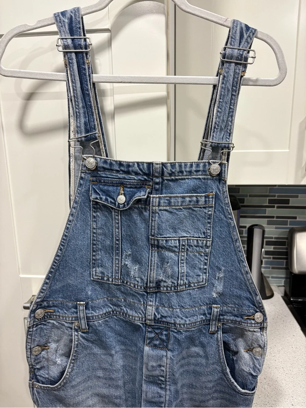 Free People distressed Ziggy denim overalls